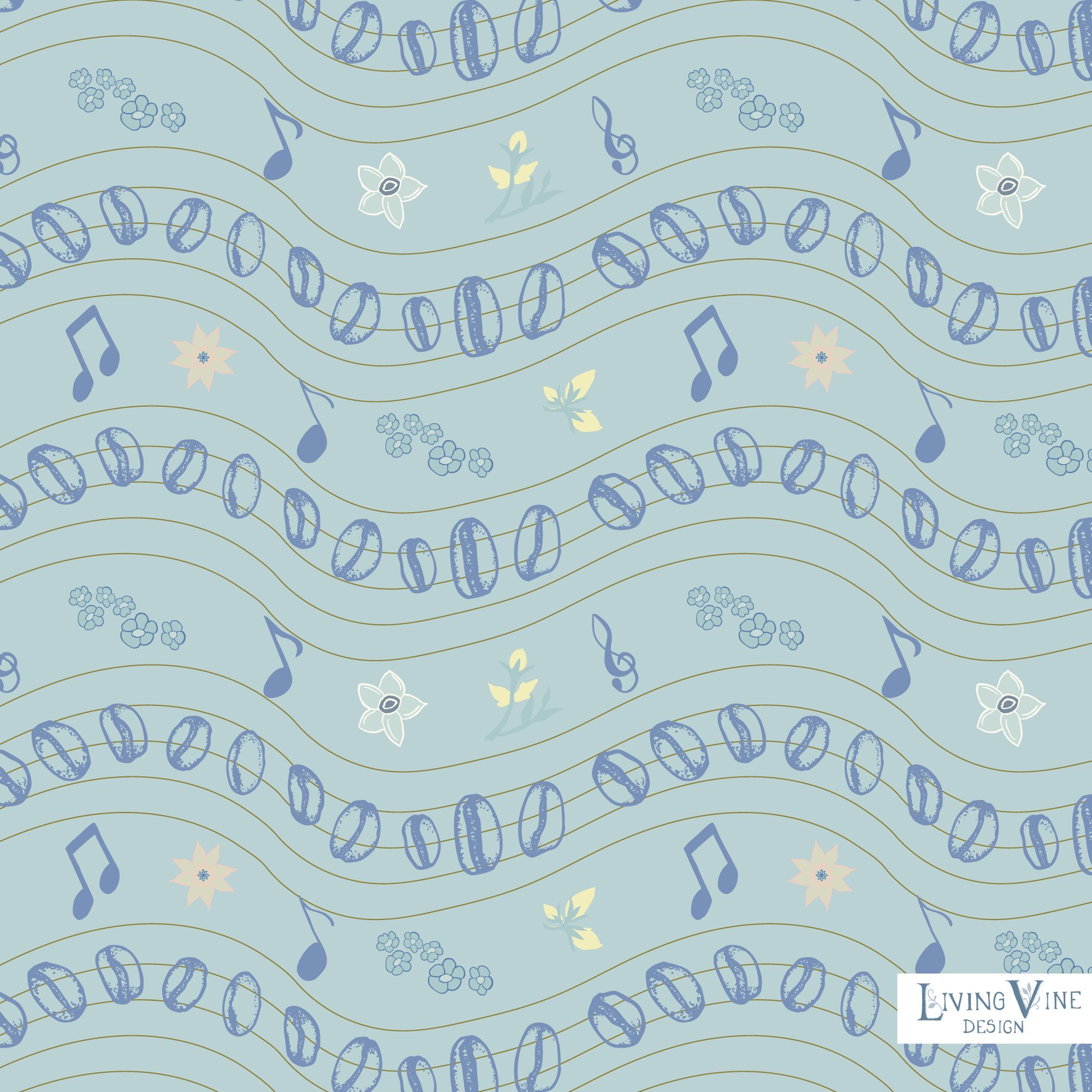 Coffee Beans with Floral Notes - Music Scales - Morning Colorway