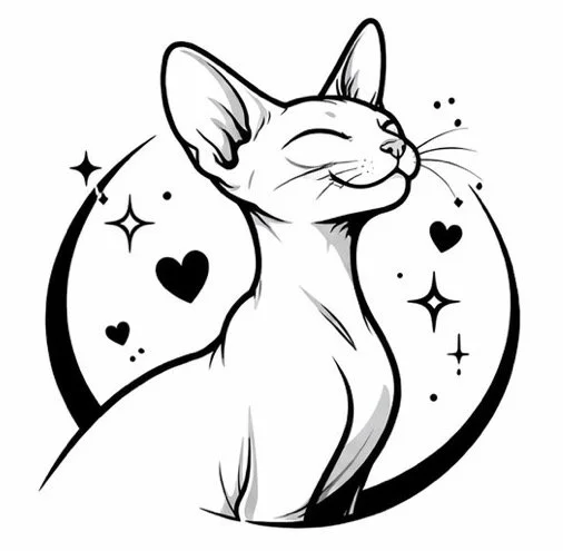Peterbald Moon Sticker