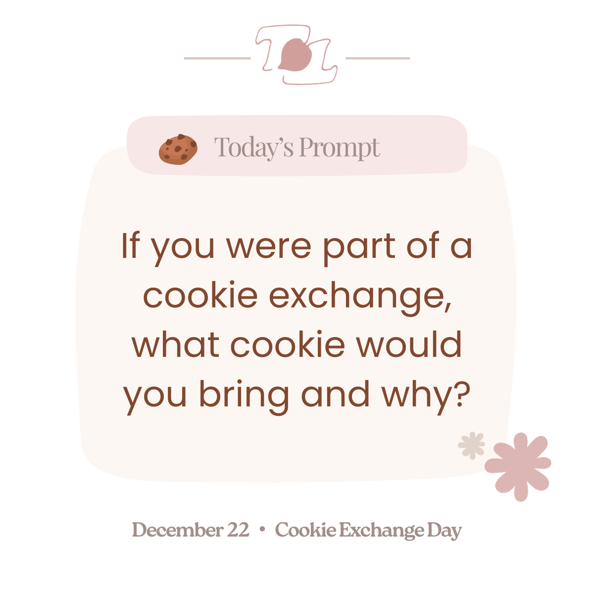 Daily Drop speech therapy prompt featuring a Cookie Exchange discussion question for middle and high school students, designed for mixed-ability groups.