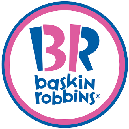 Baskin-Robbins logo with pink, blue, and white colors.