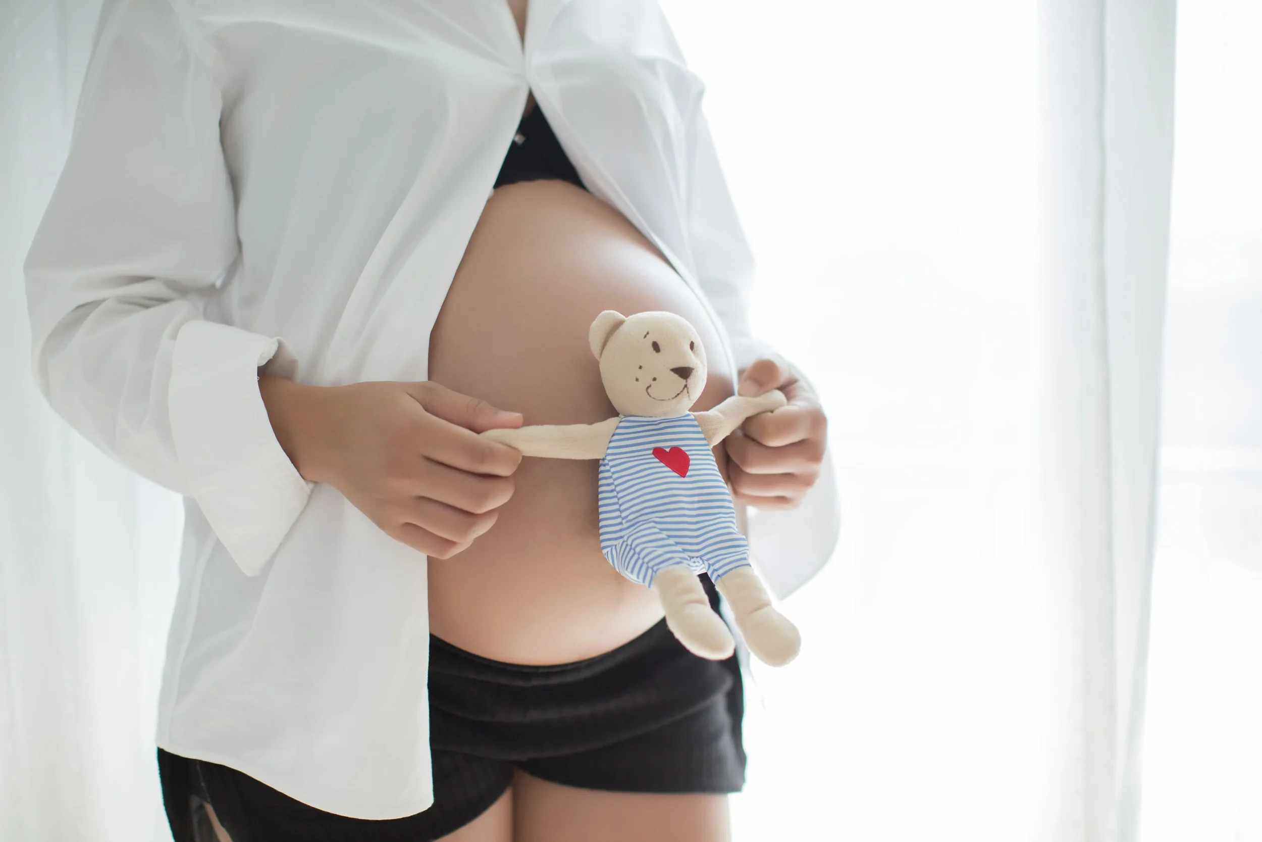 A pregnant woman holding a teddy bear - Whole Mother Story