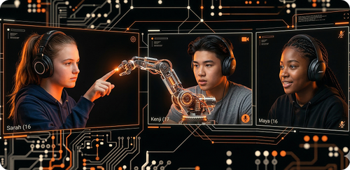 Students participating in hands-on workshops for AI, animation, and virtual reality at Artist Spotlight Youth Media and Tech Expo