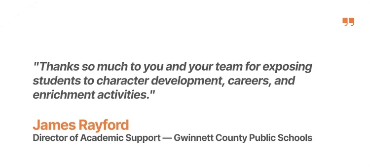 School administrator testimonial on Artist Spotlight Youth Media and Tech Expo supporting student career development and enrichment programs