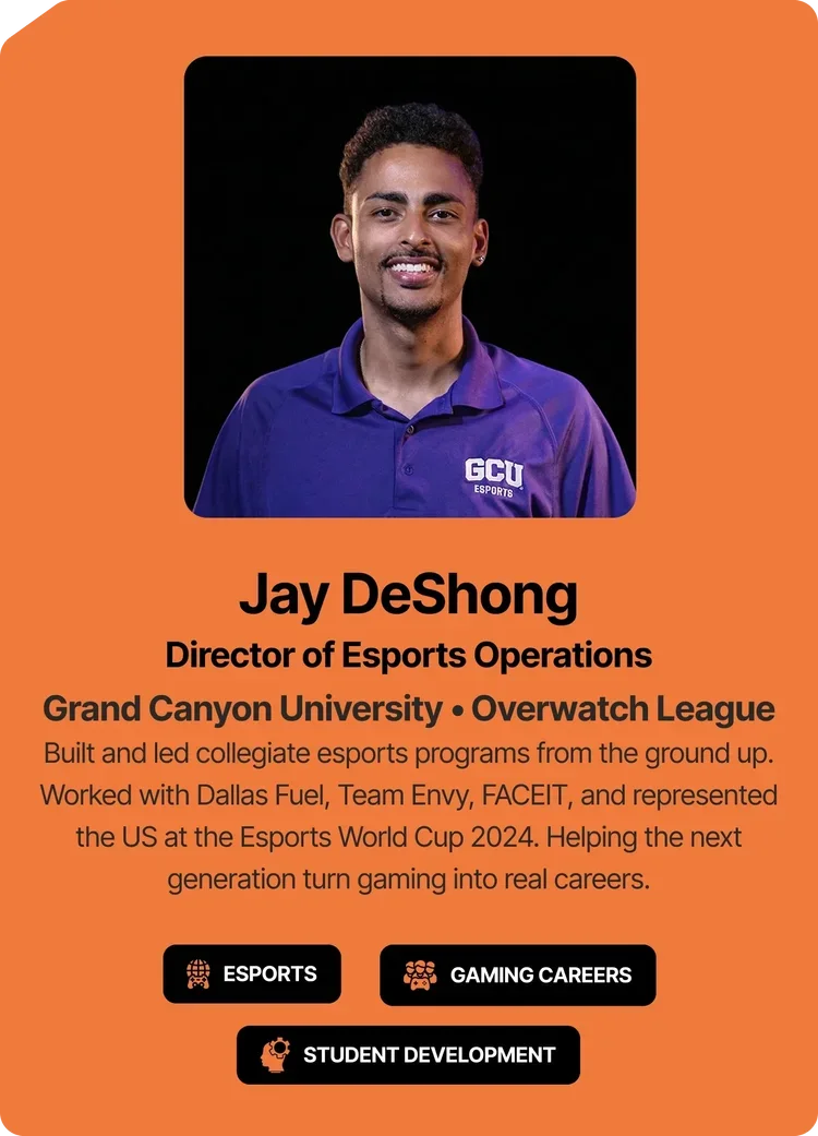 Jay DeShong, director of esports operations speaking about gaming and esports careers at Artist Spotlight Youth Media and Tech Expo