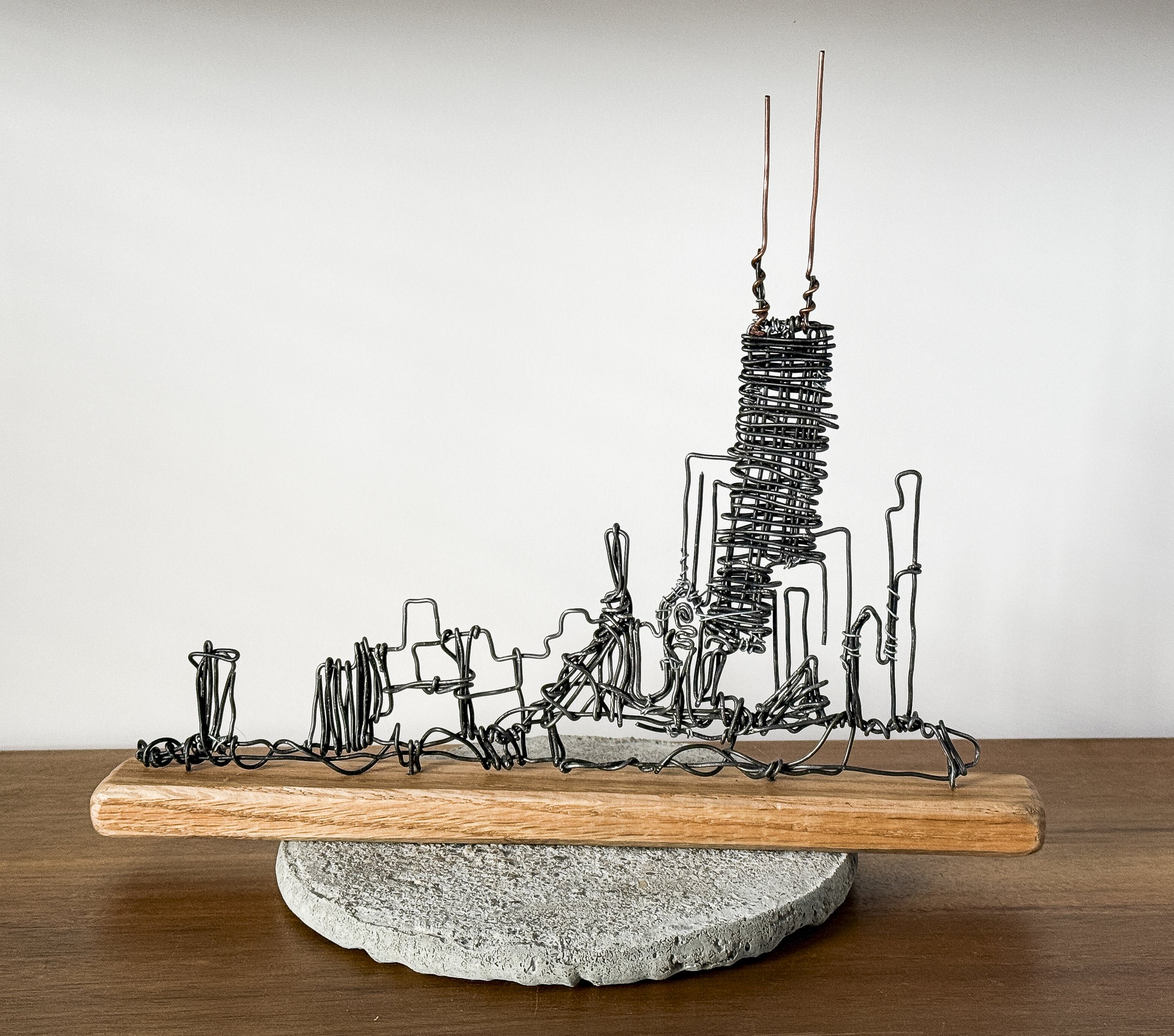 Steel wire and oak skyline of Chicago