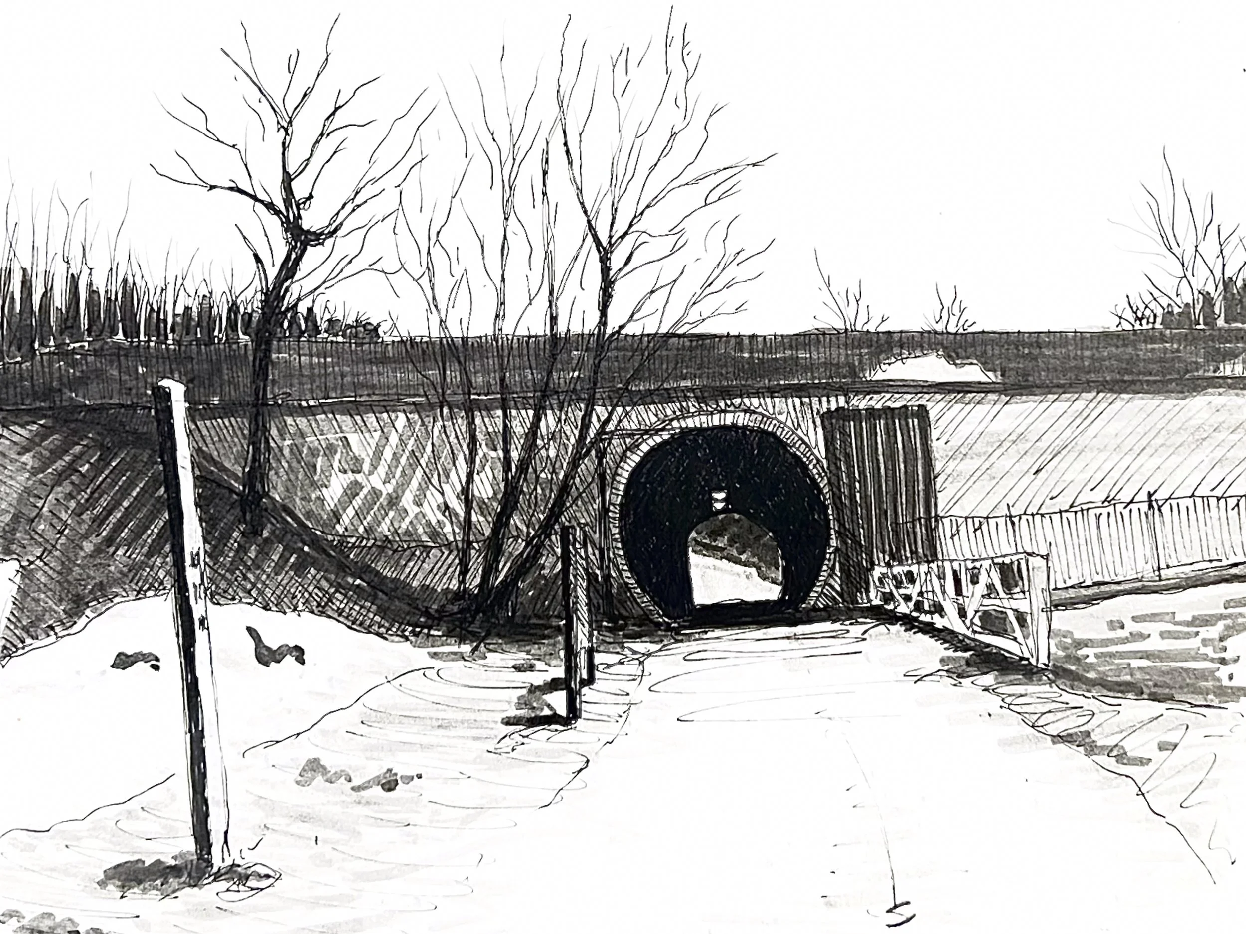 Pen and marker sketch - Gunpowder Falls