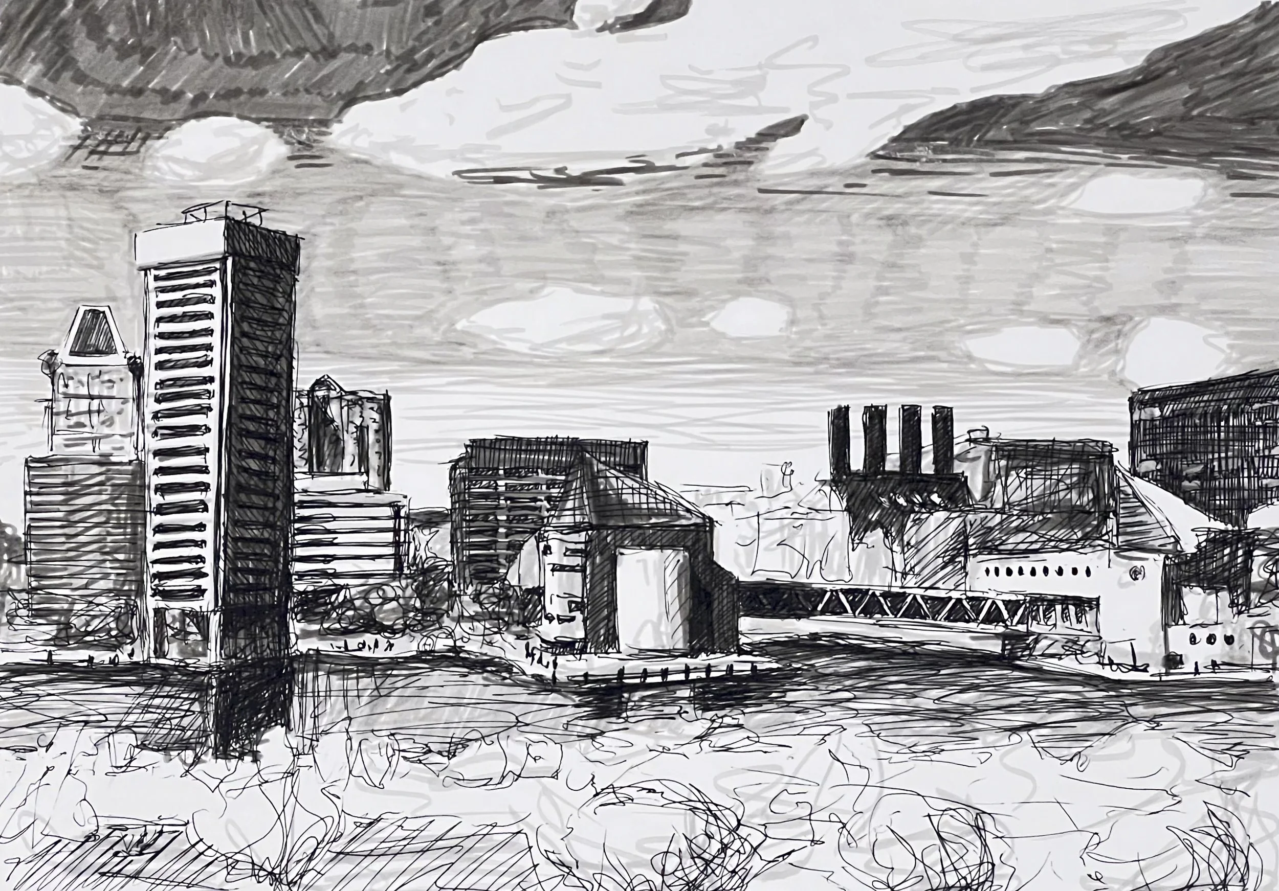 Pen and marker - Baltimore Harbor 