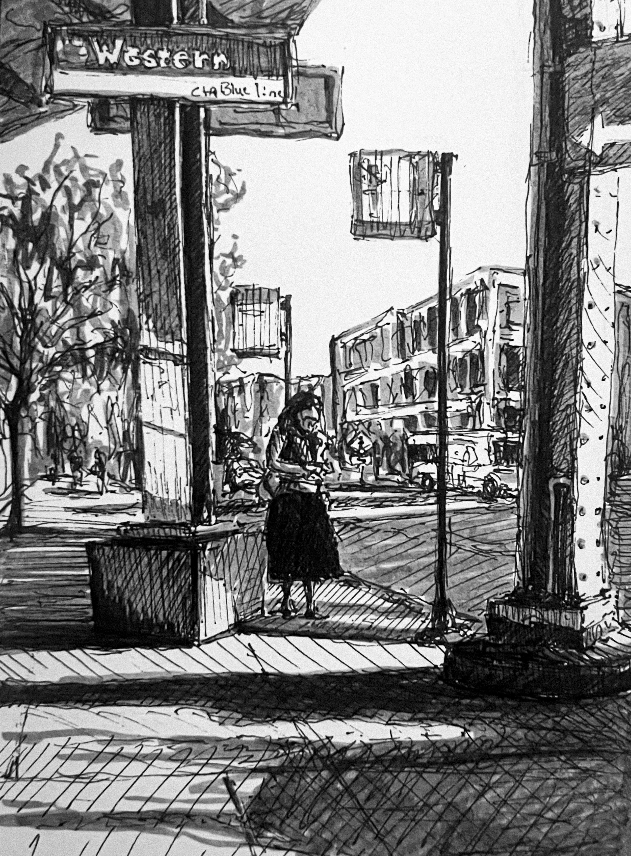 Pen and marker - Western blue line