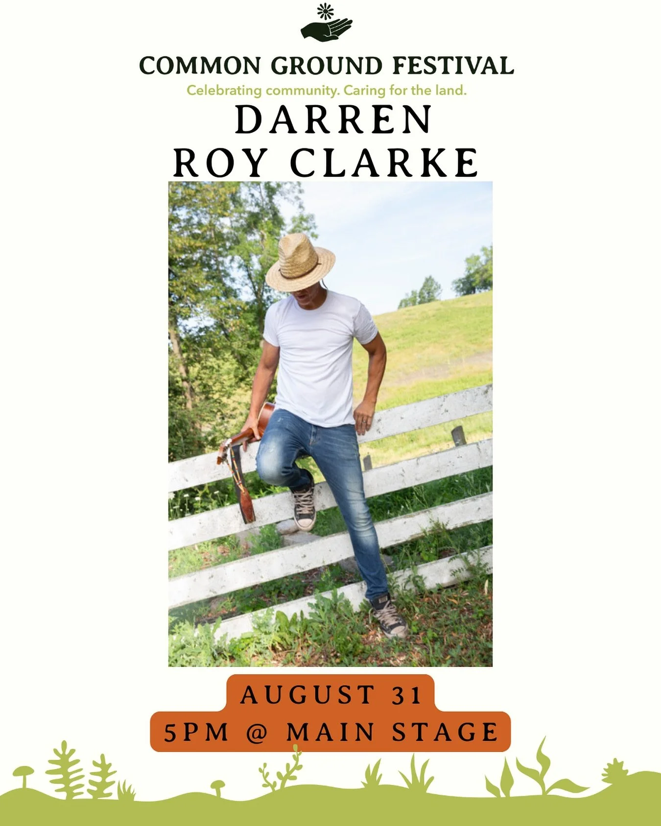 Northumberland singer-songwriter, Darren Roy Clarke, is kicking off a slew of upcoming shows here at the Common Ground Festival at 5pm! 

This fall, Darren Roy Clarke will be sharing stages with The Sadies; Skydiggers; Melissa Payne; Cuff the Duke; a