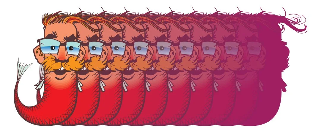 Demonstration of 10 color variations for the Red Herring Jeff icon ranging from local color to purple violet.