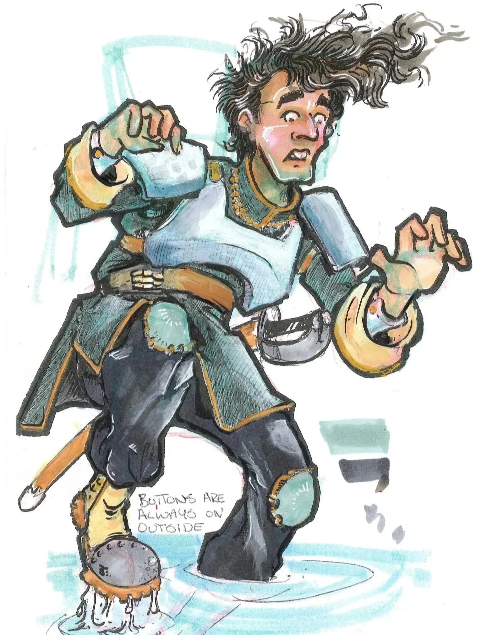 Concept Illustration of a fantasy warrior picking his way across marshy ground