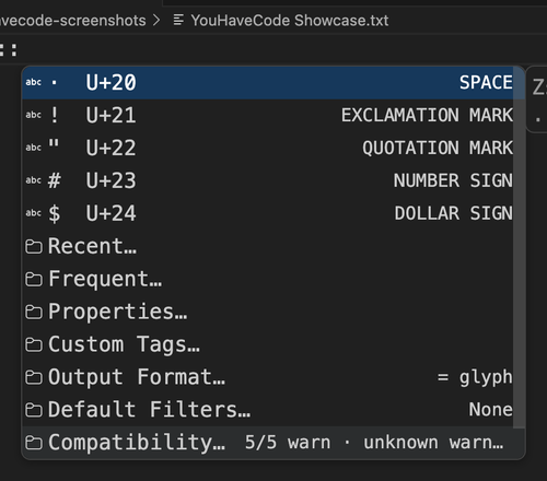 YouHaveCode root completion menu