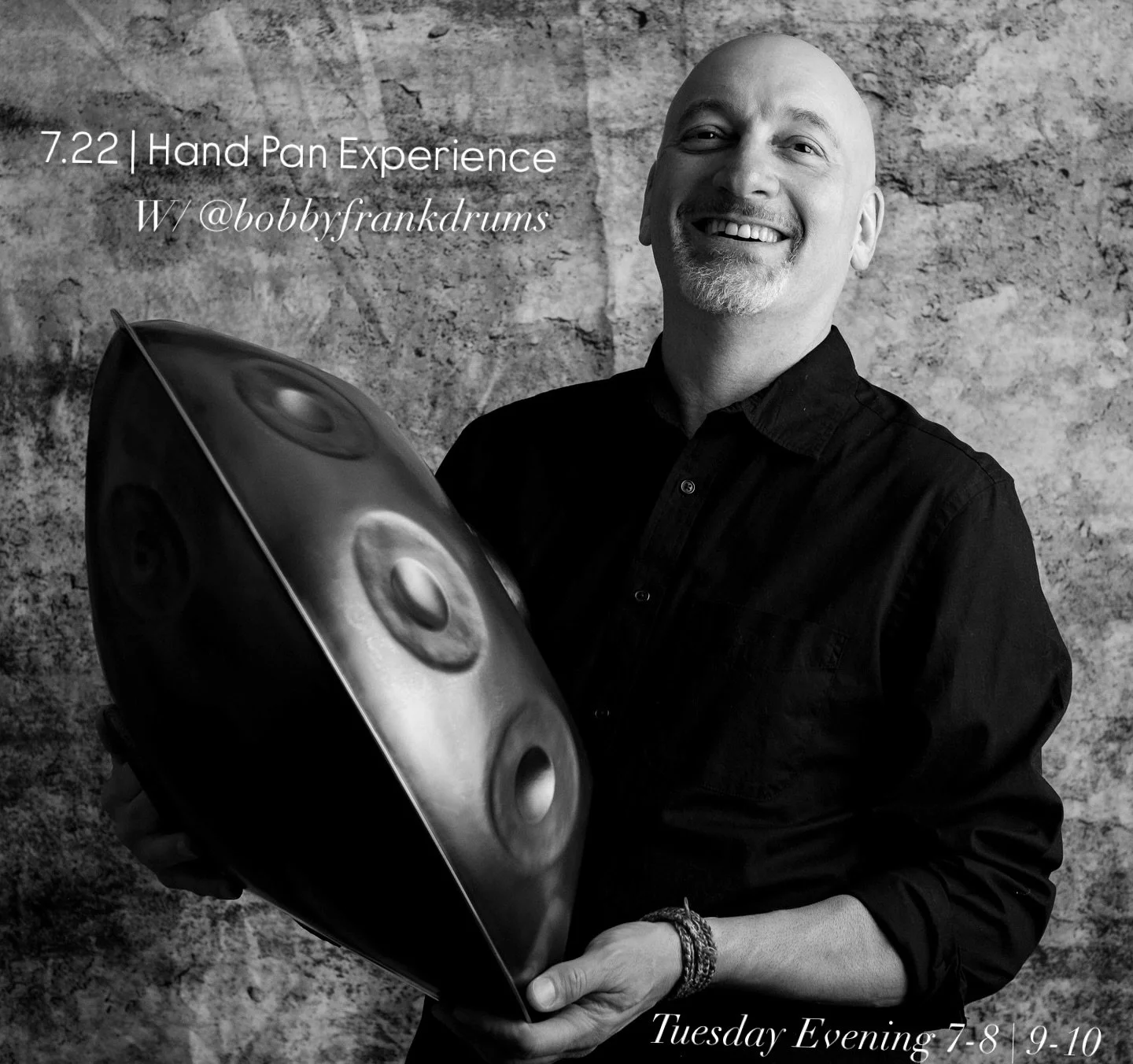 Come check out @bobbyfrankdrums this Tuesday Evening for an amazing Hand Pan Experience :)

No Sign-ups Needed | contributions for the Artist and Tea are appreciated :)

Tea &amp; Doors from 6-11pm hosted by @emmyhuddleston 

Hand Pan with Bobby Fran