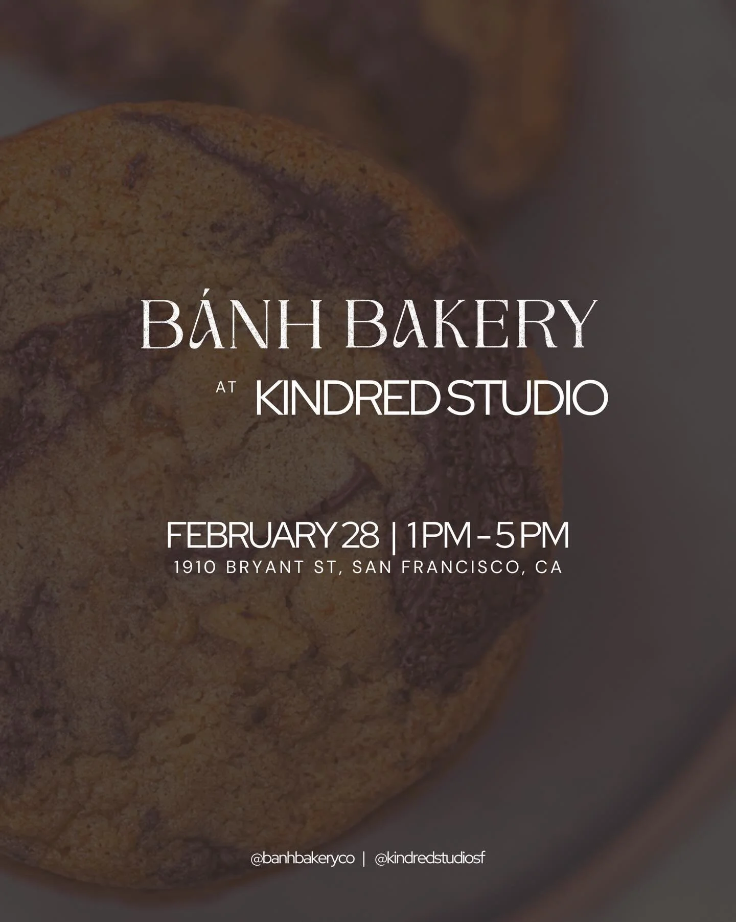 Last pop-up of February 🍪 (where has this month gone?!)

We&rsquo;re closing out the month at&nbsp;@kindredstudiosf for their Open House. Come find us this Saturday, 2/28, from 1-5 PM at 1910 Bryant St, San Francisco.

Free admission &amp; RSVP on t