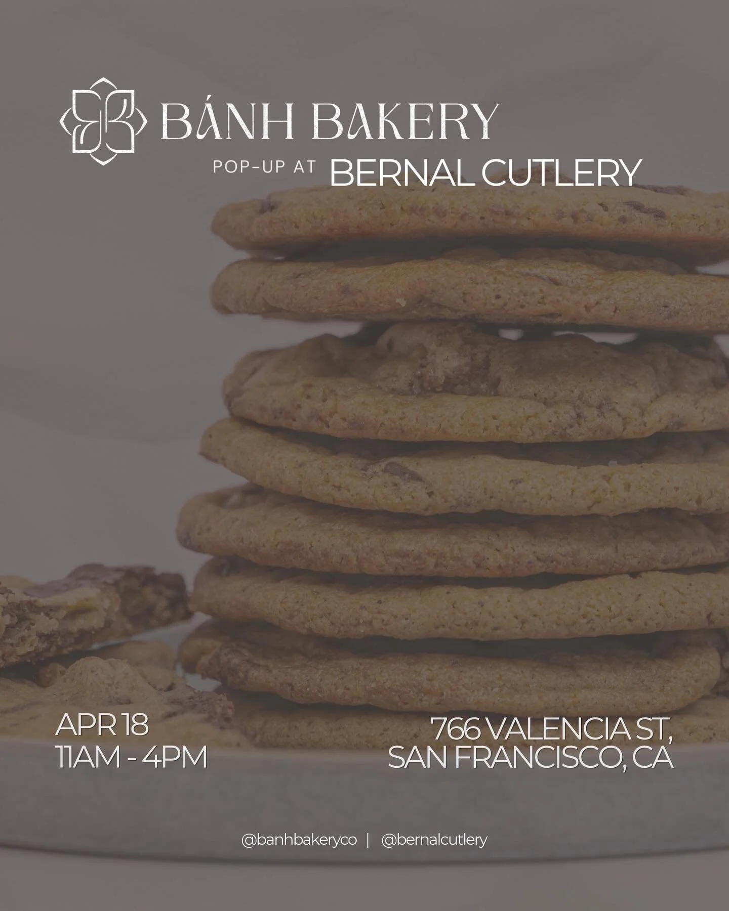 We&rsquo;re heading to the city this Saturday! Find us at @bernalcutlery with our new cookie lineup, including Strawberry Shortcake and Black Sesame Raspberry, plus our classics. Hope to see you there.

Pre-orders are open now via the Hotplate link i
