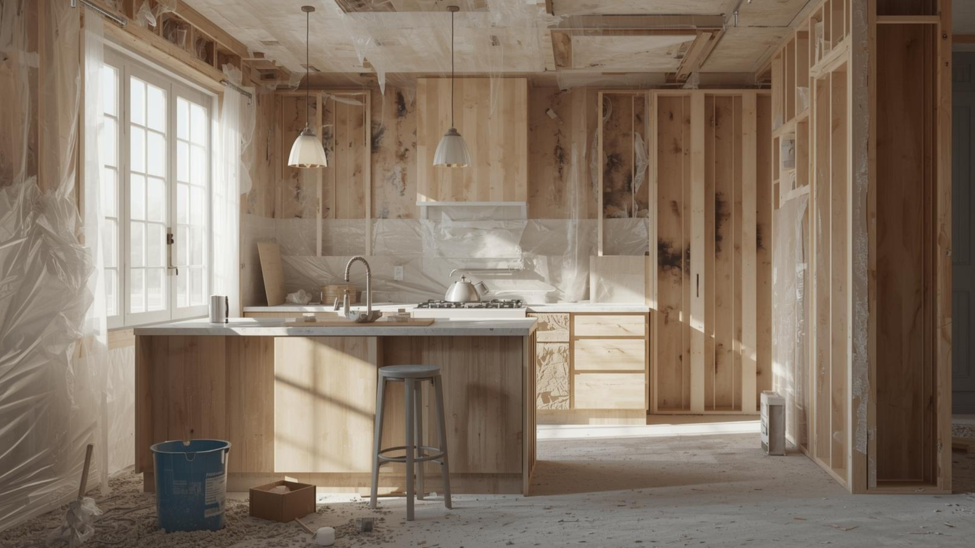 Kitchen remodel planning Home renovation in progress with kitchen under construction  Temporary kitchen setup during home renovation