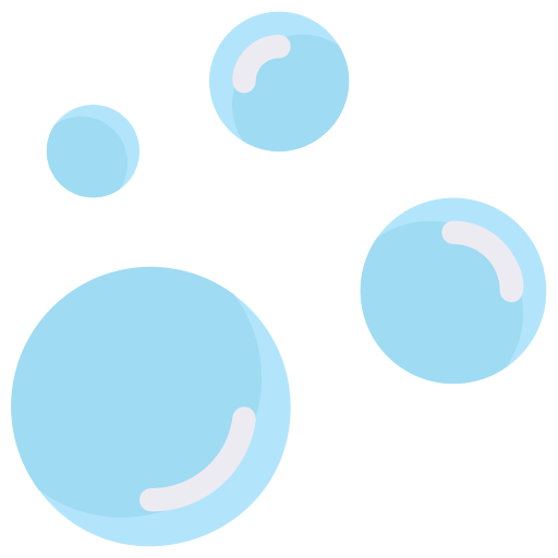 Illustration of blue bubbles of various sizes floating in the air.