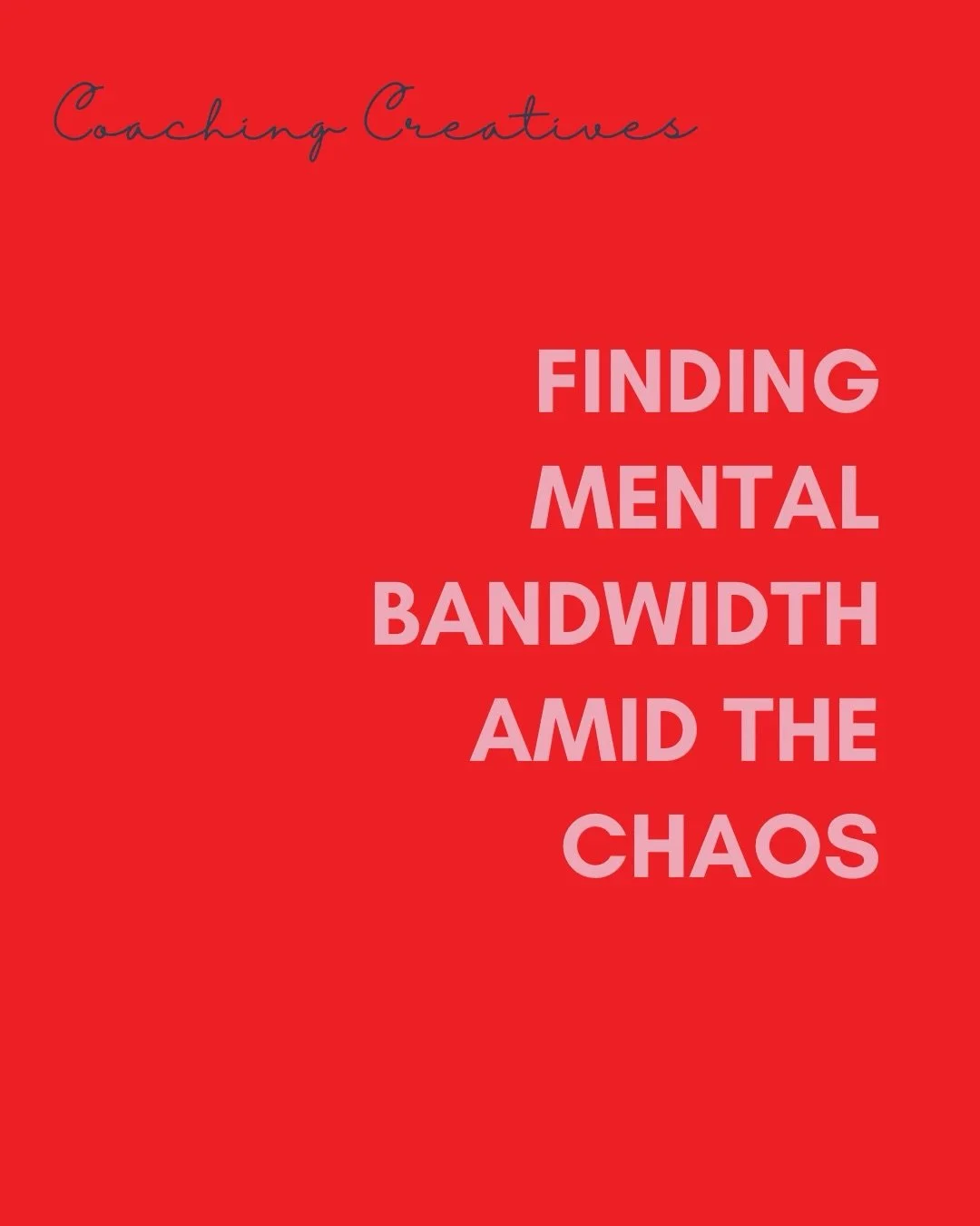 Finding Mental Bandwidth Amid the Chaos

Chaos doesn&rsquo;t just overwhelm your schedule ... it overwhelms your system. And when your system is overloaded, your mind can&rsquo;t stretch, focus, or create the way it normally does. It&rsquo;s not a fa