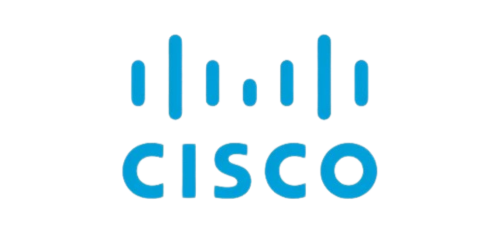Cisco logo with stylized blue vertical lines above the word 'Cisco' in blue text.