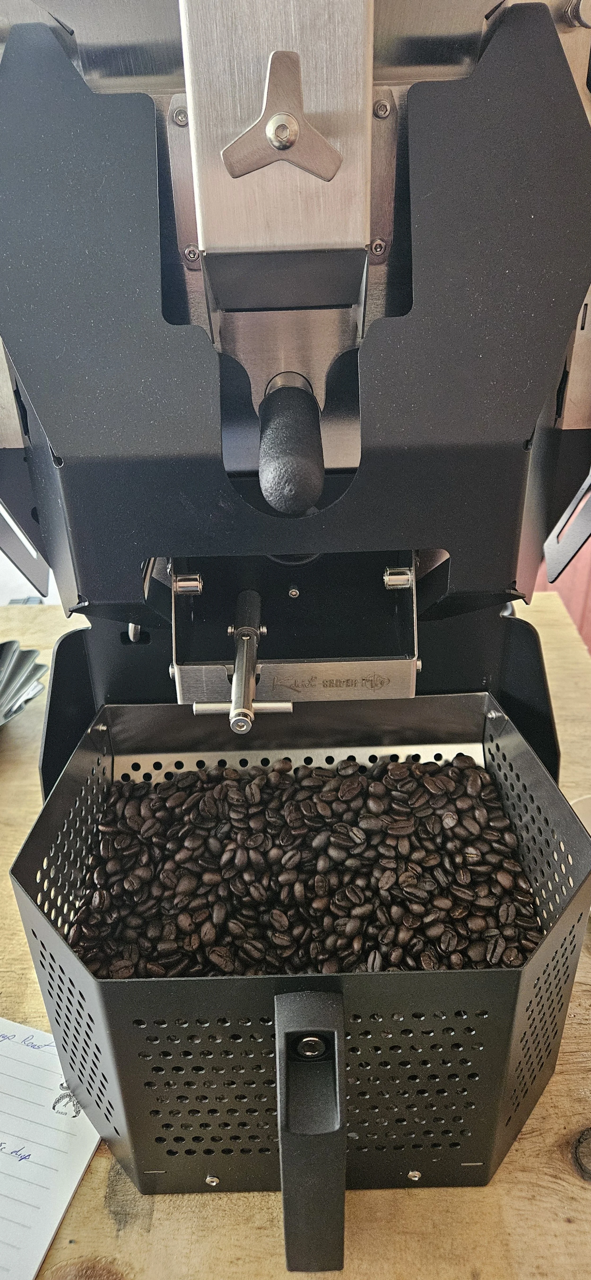 Coffee beans in a roasting machine