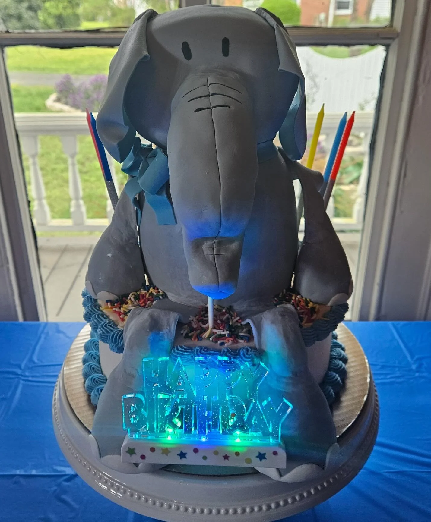 This impressive elephant 🐘 cake was a replica of our son&rsquo;s elephant plushie that he has had since birth. For his 7th birthday he requested a cake 🎂 based on his beloved plushie, and of course our head baker (The Middle Child) delivered this u