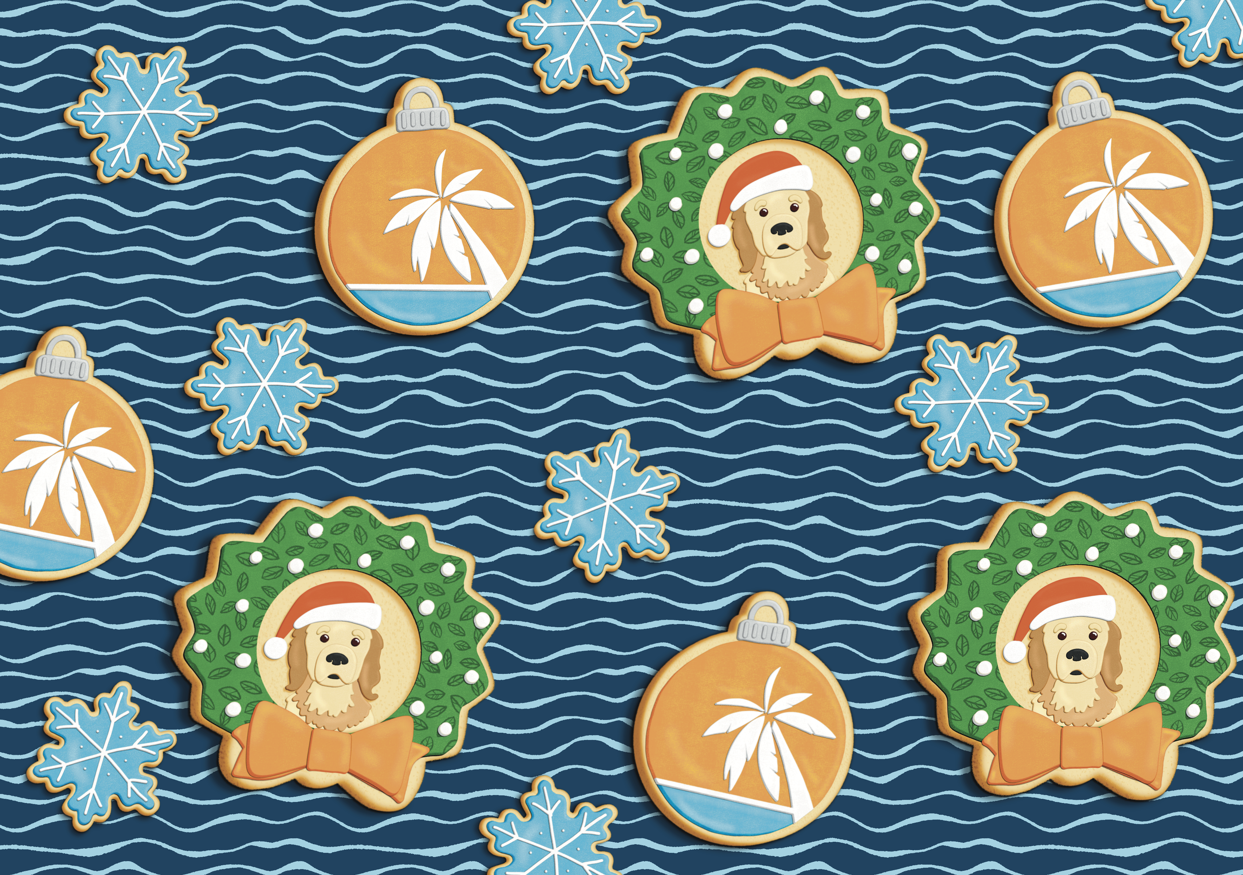 Hazel was here custom Christmas card featuring Dreamtime hostel logo and dog.