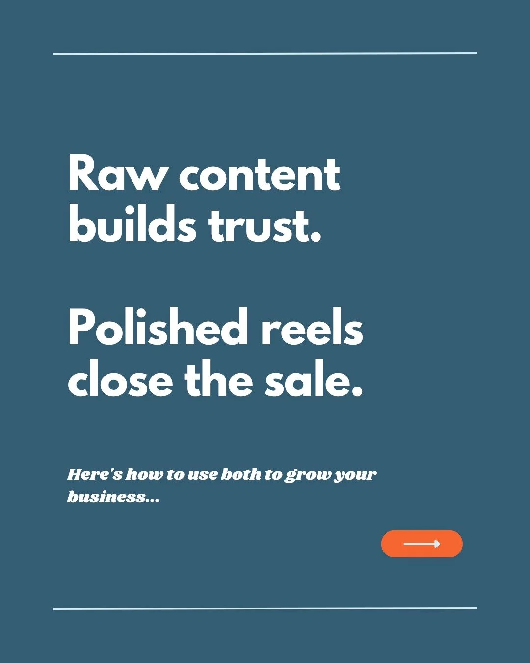 Yes, as a content creation business, we advise you to film more authentic and raw content yourselves. 

We don't just want to make content for you, we want you to get more business. That's the difference. 

If you don't know how to film content yours