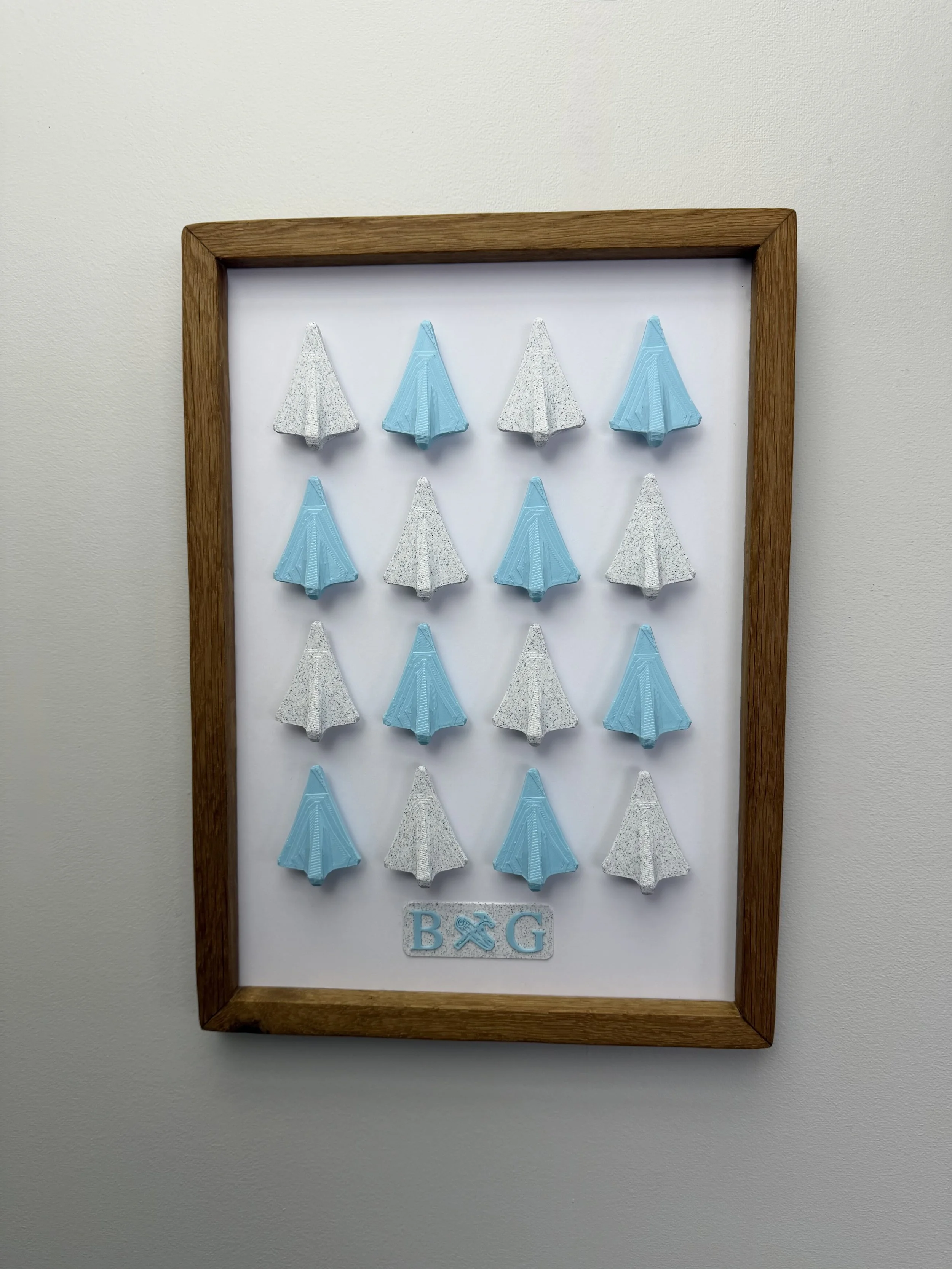 Light Blue & Marble – Mini Geometric Jet Plane Wall Art