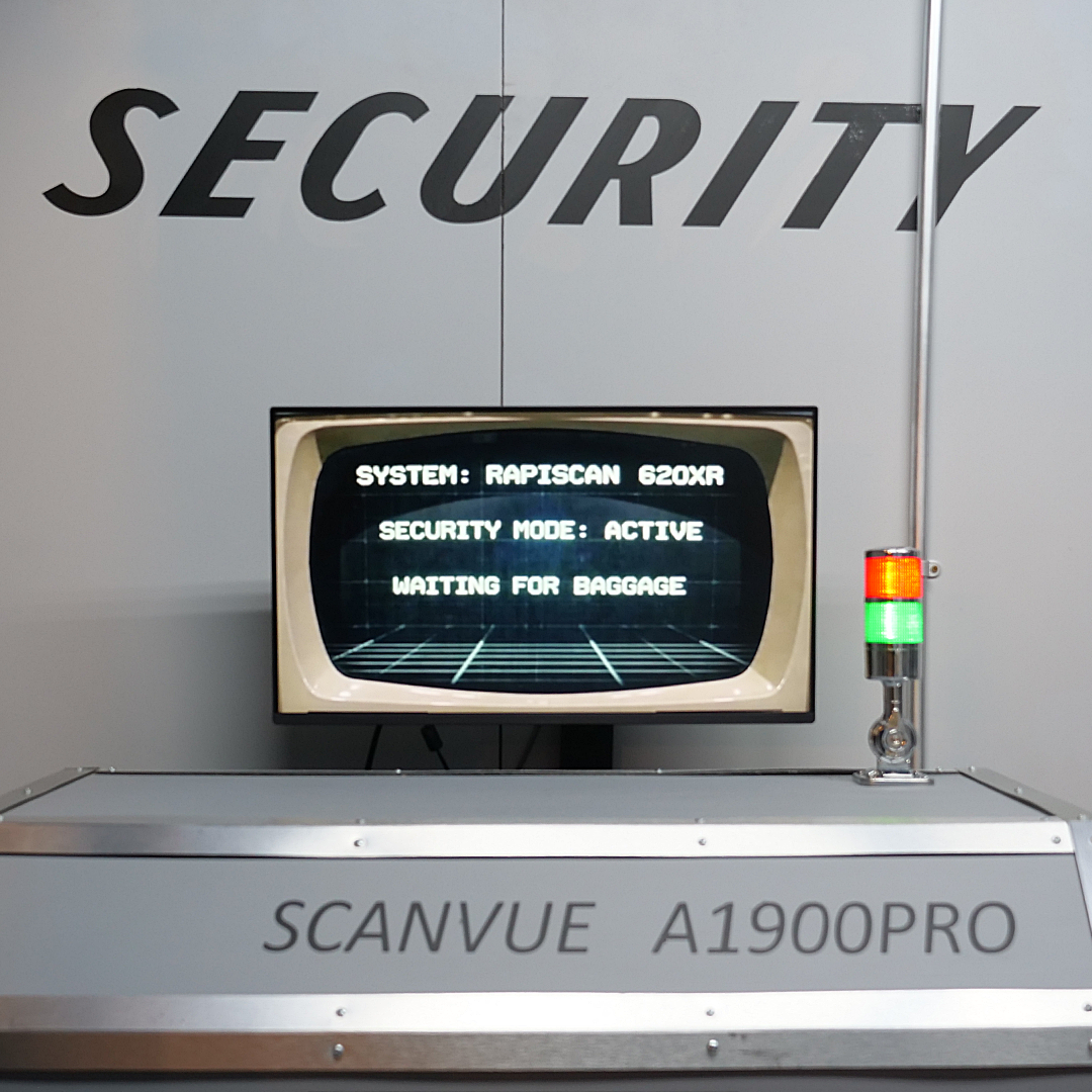 Retro Airport Security bag scanner prop in Turbulence Escape Room, Sydney