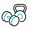 Workout equipment icons representing Valiosa Wellness adapts with whatever you have available 
