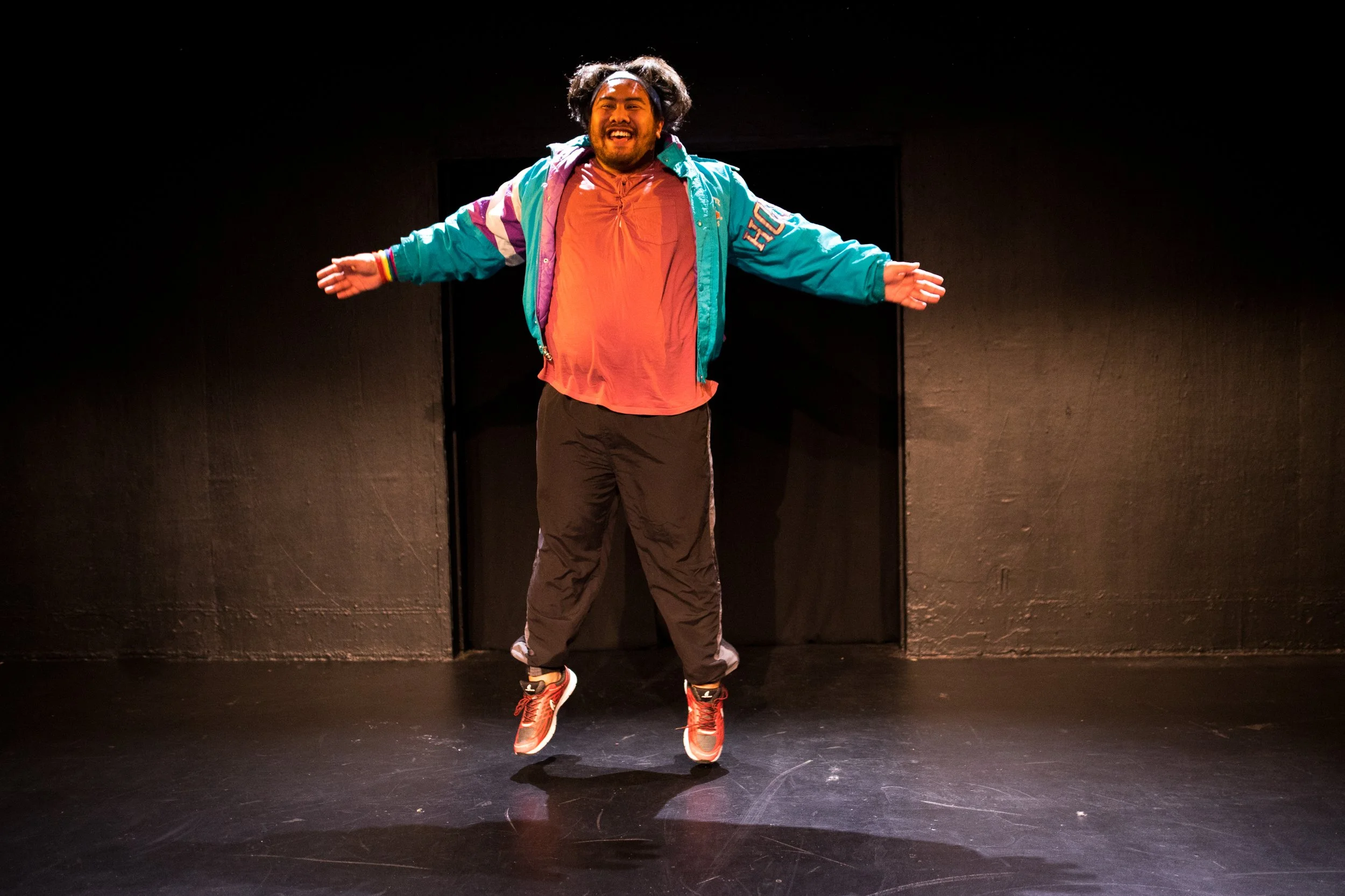 Kaisa Fa'atui performing in ONO, at Circa Theatre for TAHI New Zealand Festival of Solo Performance (2023).  Photography: Dianna Thomson.