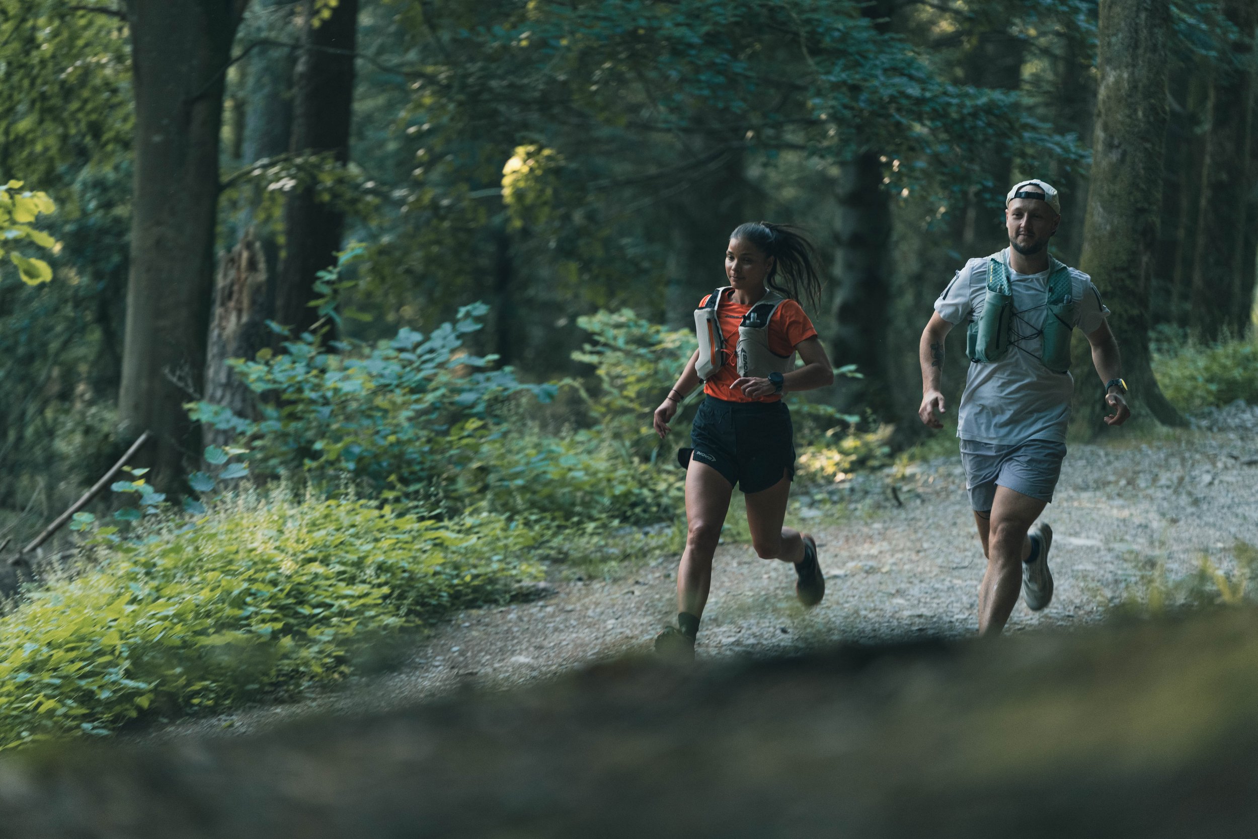 Group of trail runners competing, sports event photography Cumbria
