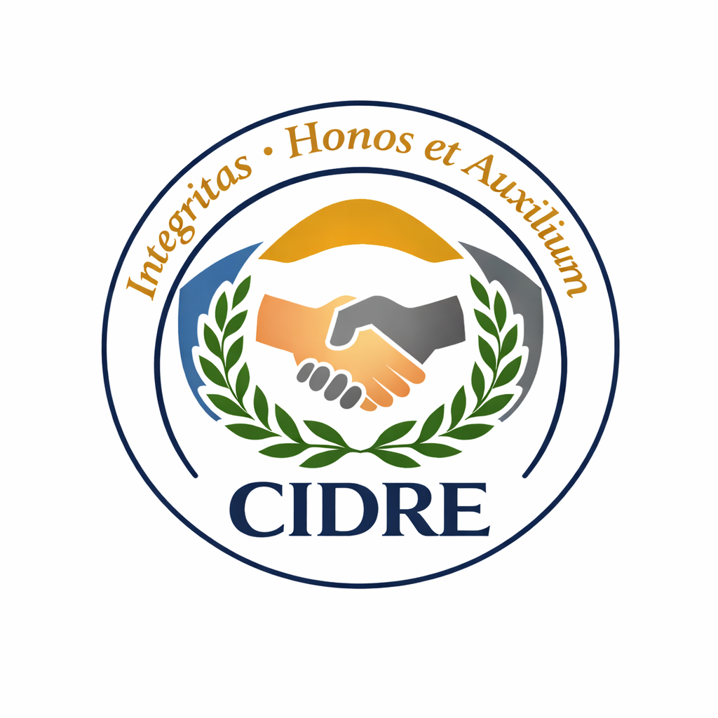 Confederation of Independent Dispute Experts (CIDRE) membership logo, featuring a handshake surrounded by laurel leaves.