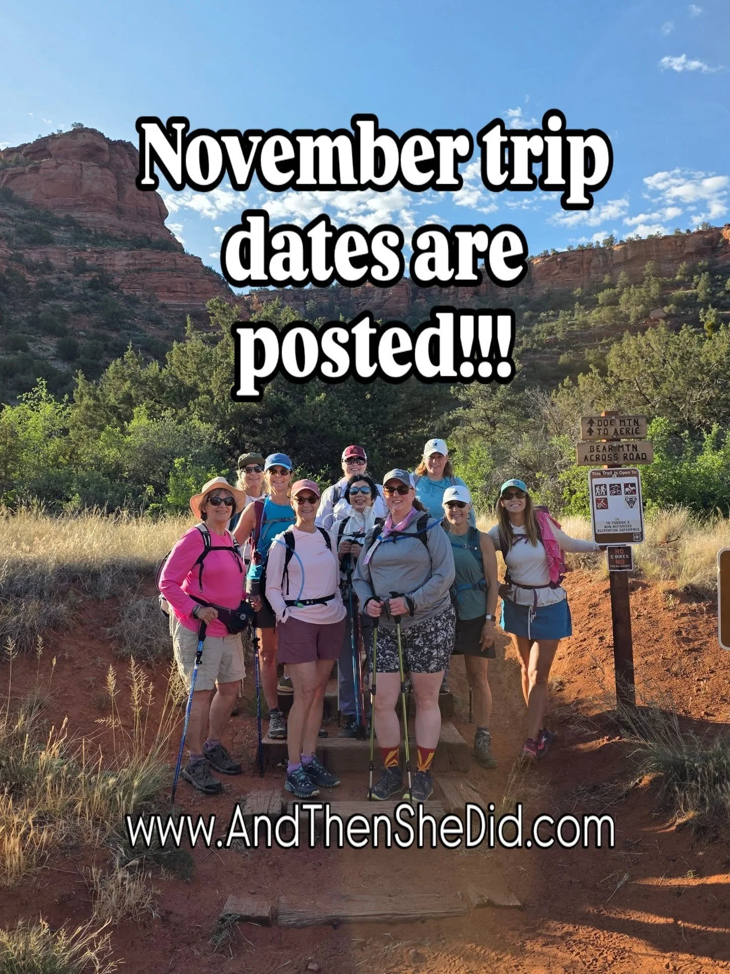 NOVEMEBER 2026 SEDONA DATES!  NOV 1-4, Nov 15-19, get signed up now for 20% off your trip price! Regular price is $2450, that means it will be $1960 if you pay your deposit in February 2026. 
Tell your girlfriends and sign up before the 6 spots are g