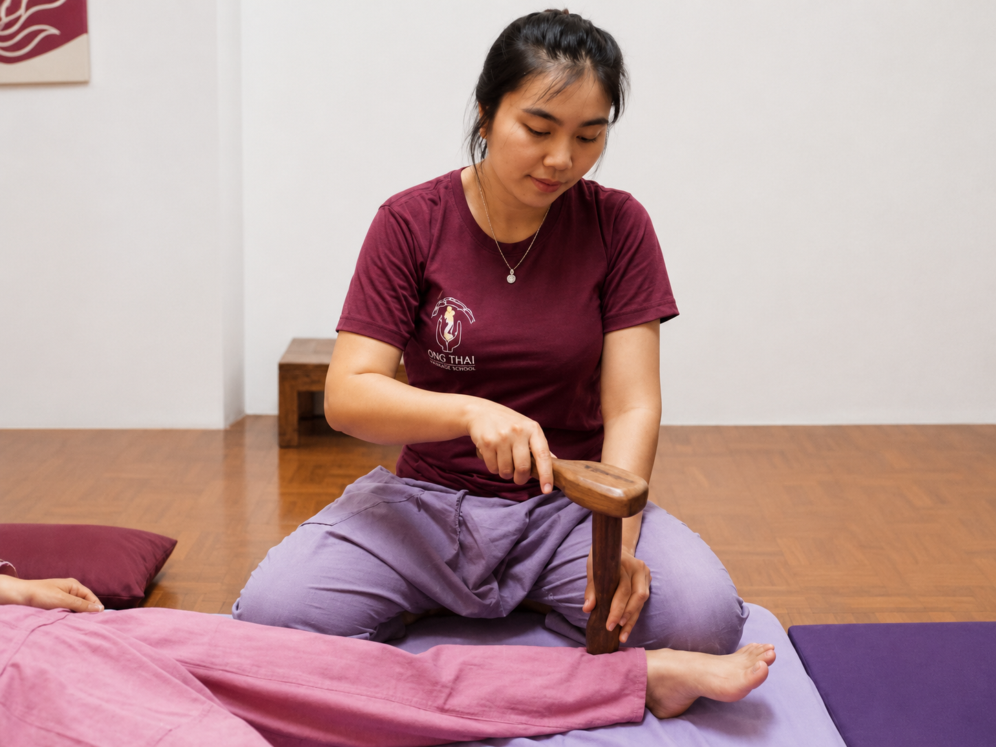 Tok Sen Massage Level 1 training at Ong Thai Massage School in Chiang Mai