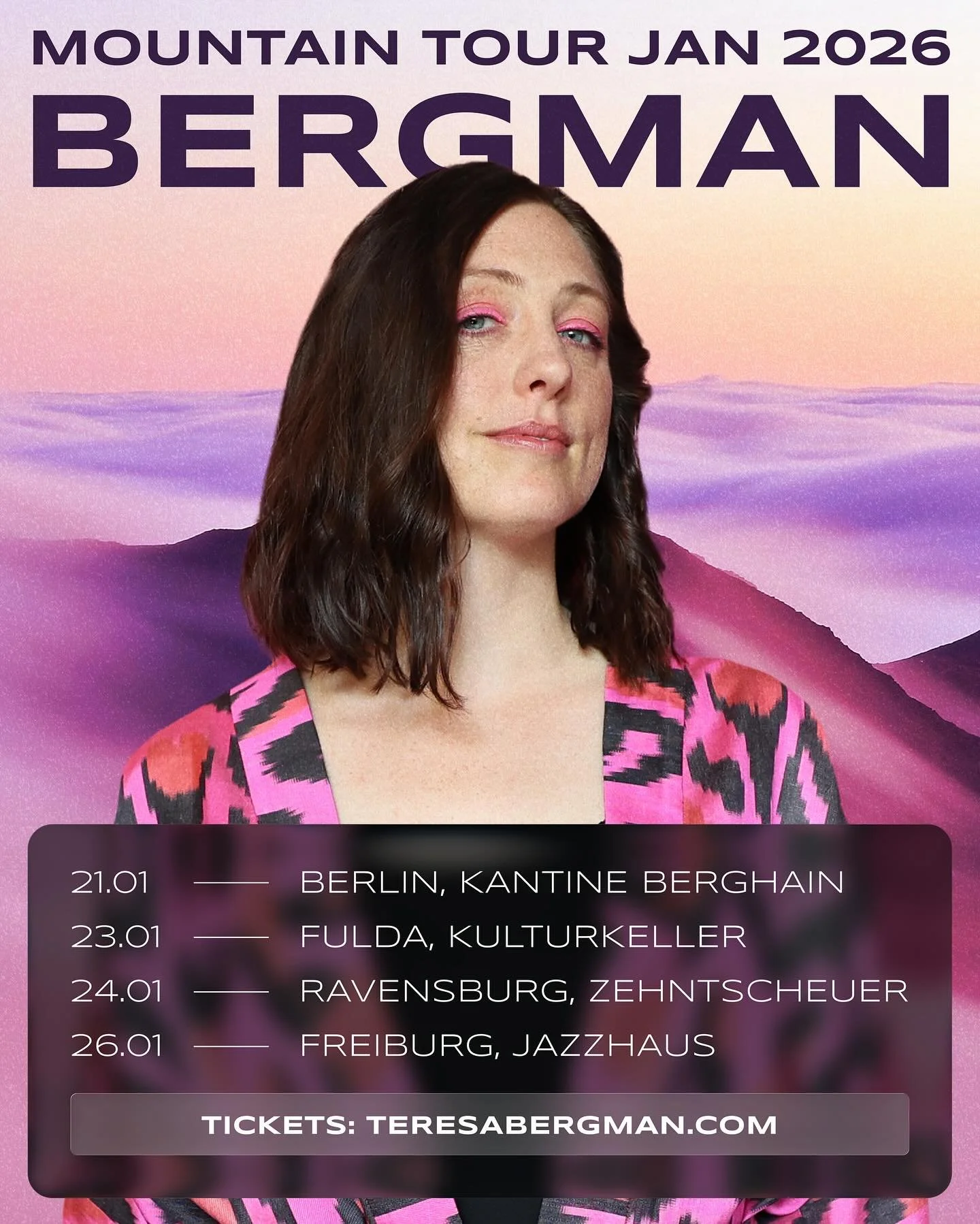 Behind every foothill, a new peak is waiting. A new chapter, new sound, new tour dates! ✨
 In 2026 I&rsquo;m launching a new project &ndash; ＢＥＲＧＭＡＮ &ndash; a bridge between art and academia, a space to create music and content with the depth and cur