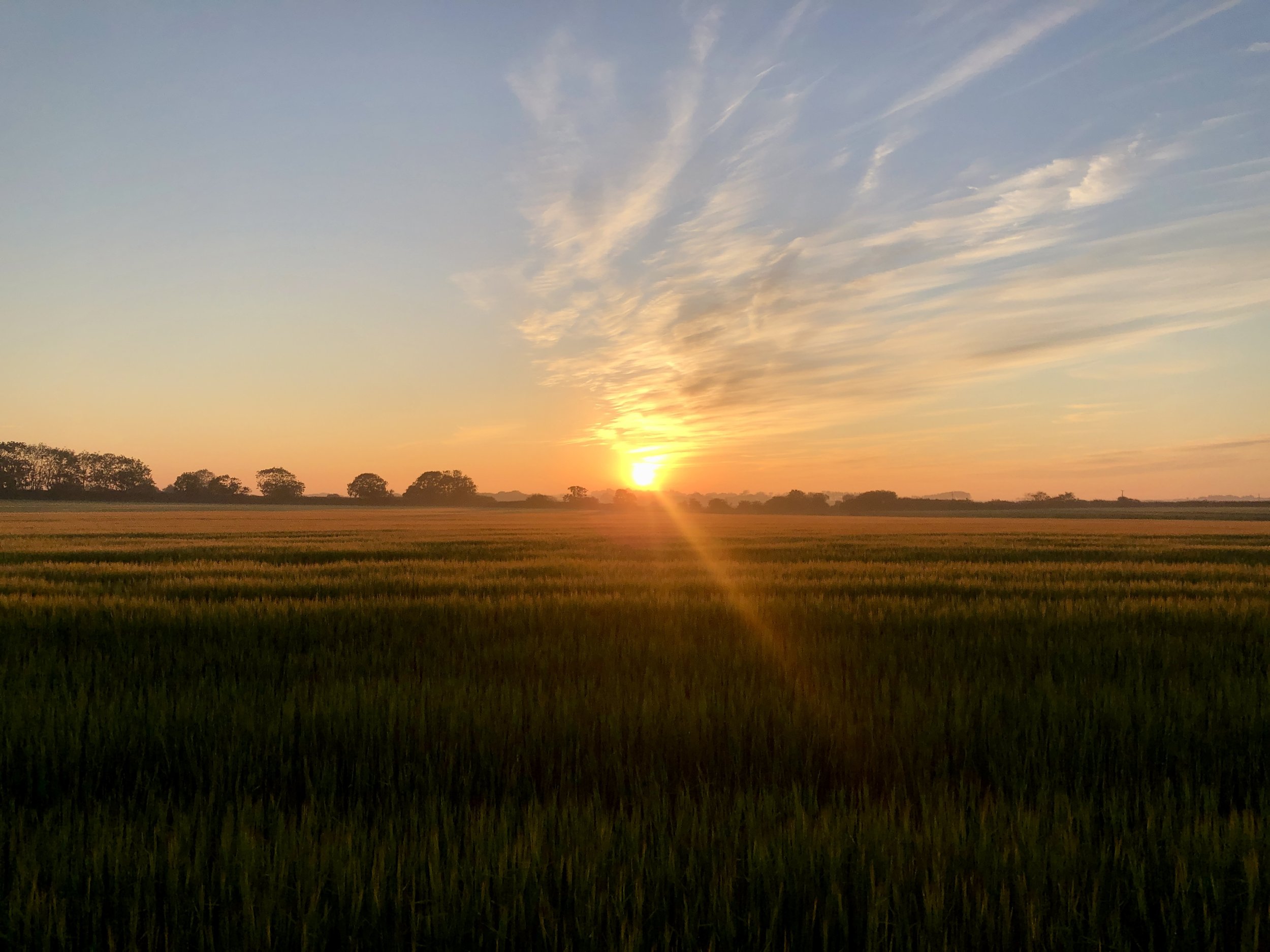 a beautiful sunset over the fields of North Norfolk, part of the views from our barn holiday home