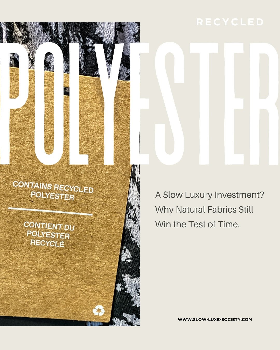 Recycled polyester isn&rsquo;t slow luxury &mdash; it&rsquo;s slow decay. 🌿

Even when recycled, polyester sheds microplastics, consumes high energy, and never truly breaks down. True slow luxury is made of materials that breathe, age, and return to