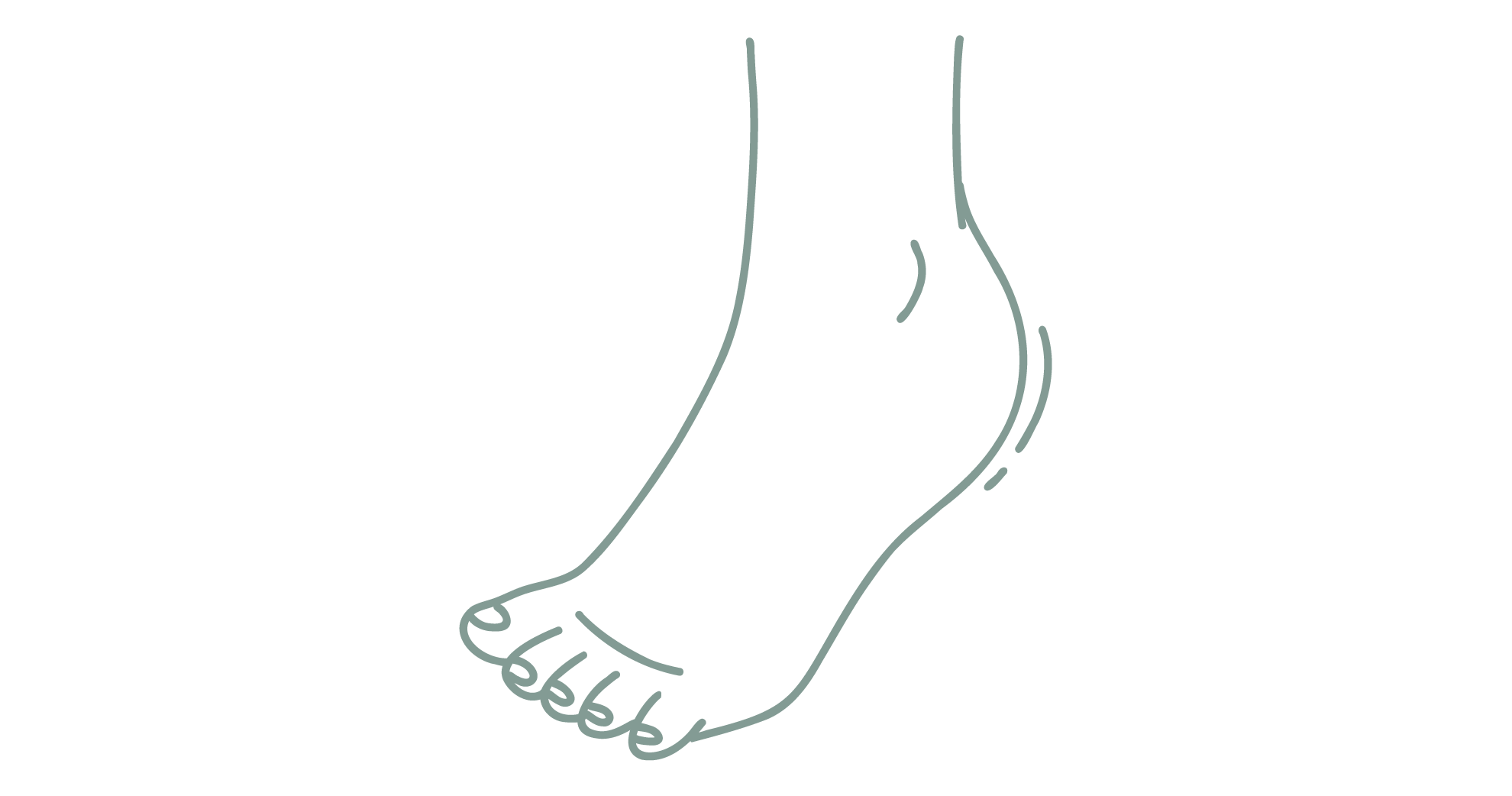 Line drawing of a human foot from the bottom depicted in blue outline and light blue background