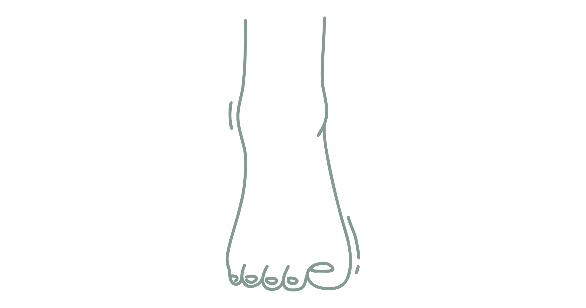 Line drawing of a human foot from the side with toes pointing downward.