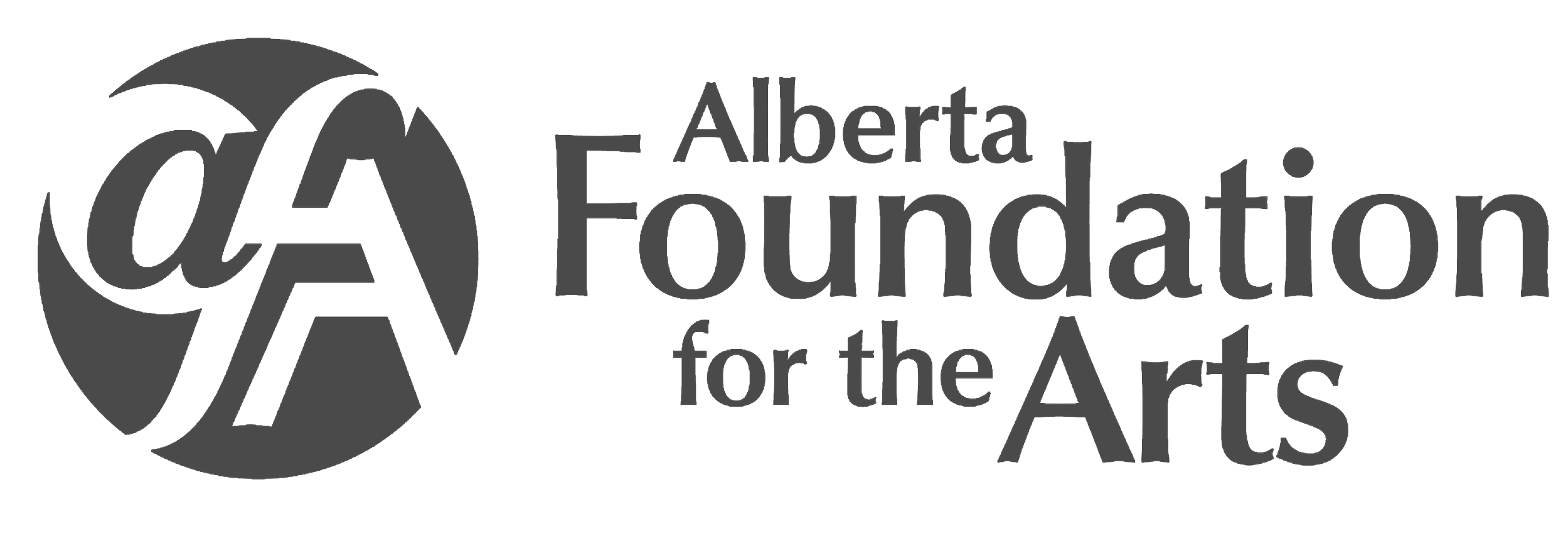 Logo of the Alberta Foundation for the Arts featuring a stylized art palette and brush with the organization's name.