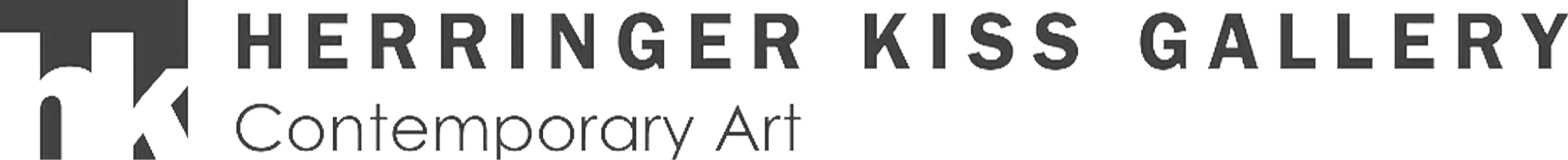 Logo of Herring Kiss Gallery Contemporary Art with stylized text and graphic elements.
