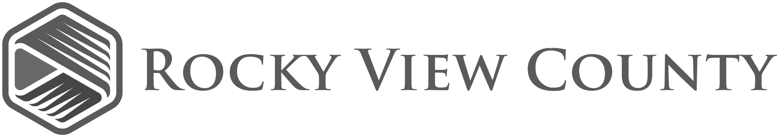 Rocky View County logo with a stylized hexagonal emblem and bold text
