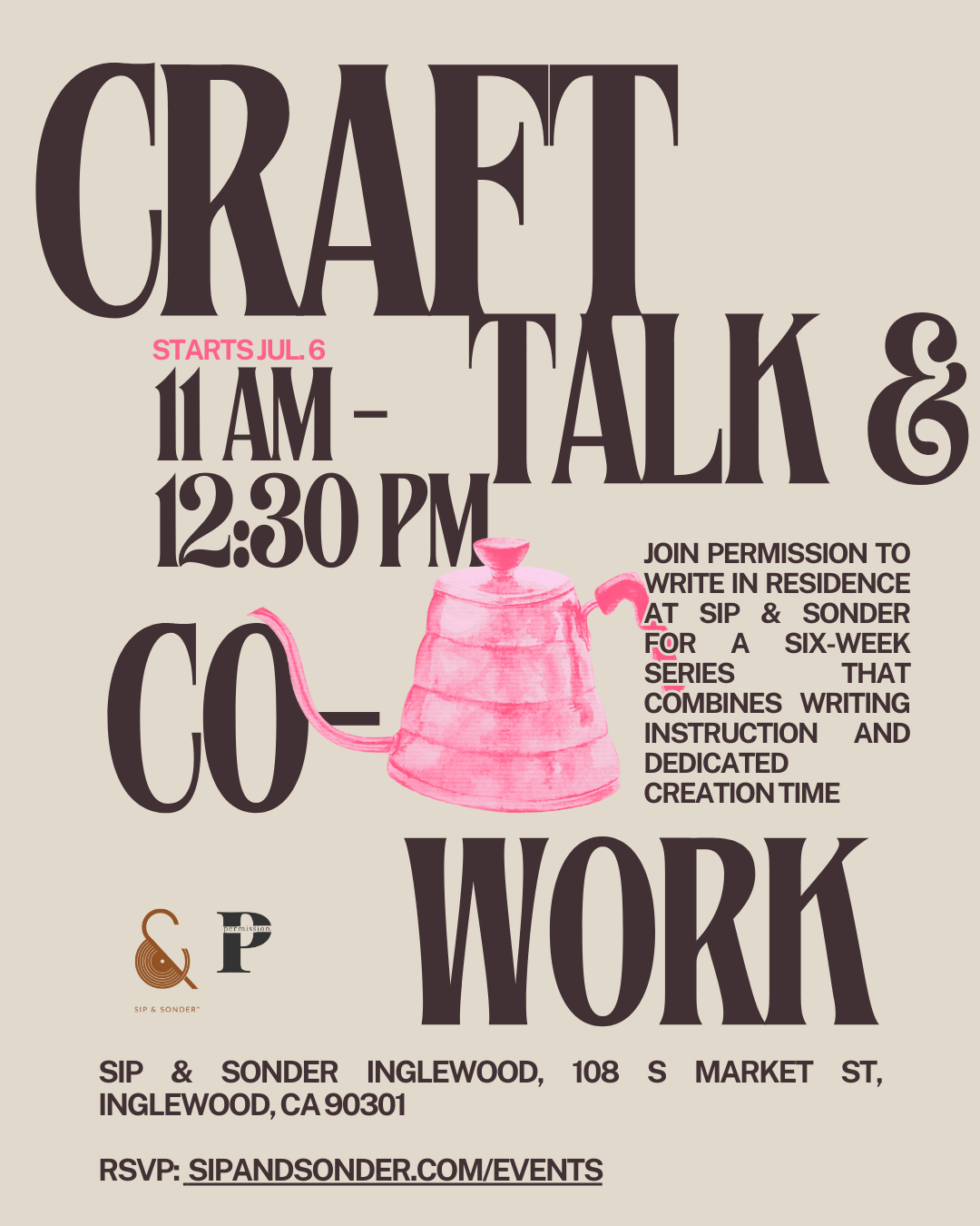 Craft Talk & Co-Work, Week Three.