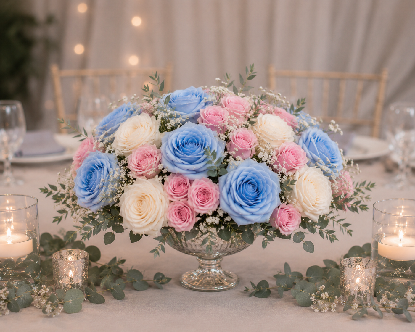 Low Romantic Wedding Centerpiece
