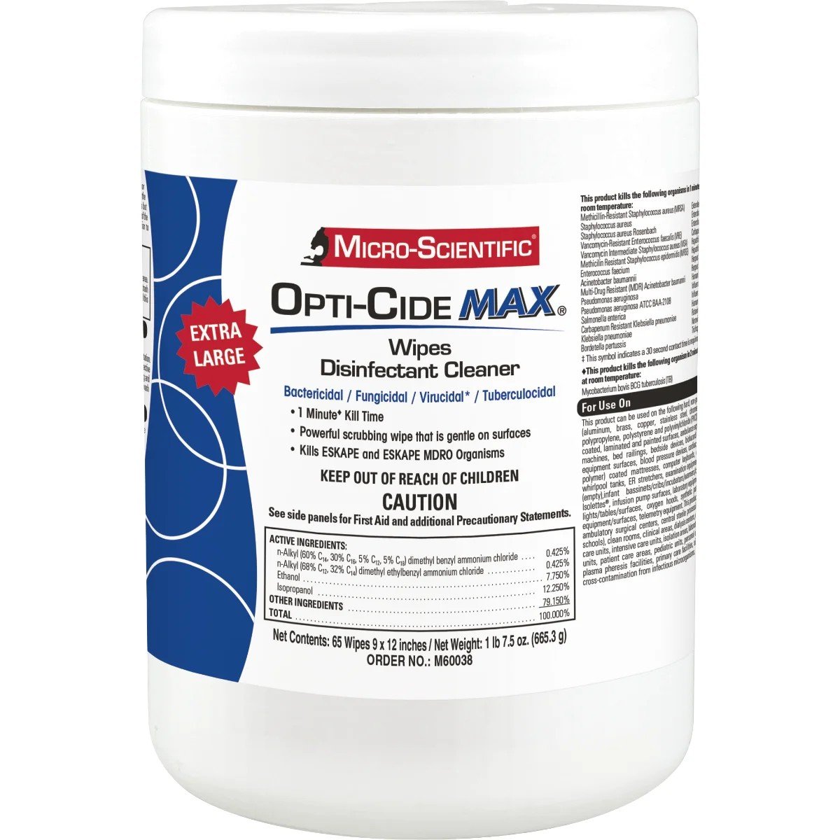 OPTICIDE MAX DISINFECTANT WIPES 9X12"
