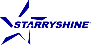 Starryshine logo featuring stylized blue starburst design and the brand name in bold blue letters