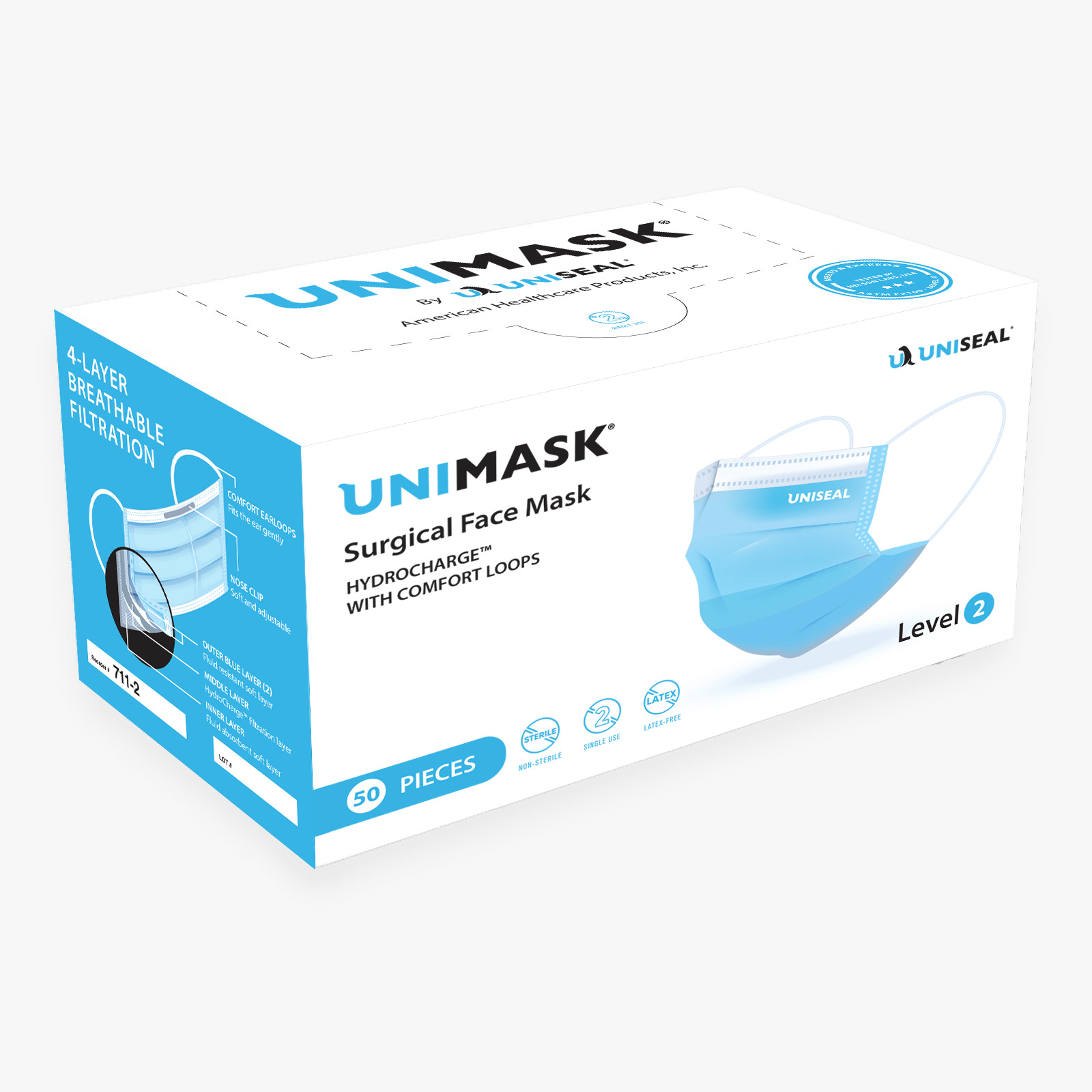 UNIMASK EAR-LOOP FACE MASK BLUE 50/BX