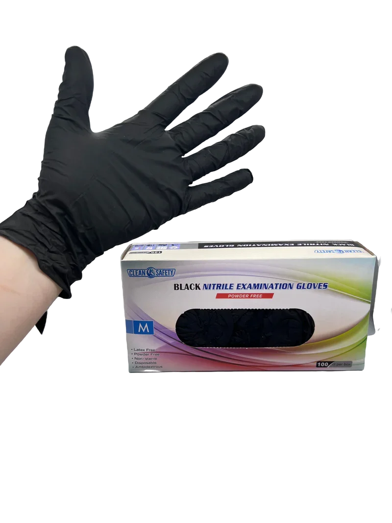 CLEAN SAFETY BLACK NITRILE EXAM PF XXL 100/BX
