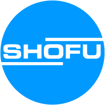Blue circular logo with the word 'SHOFU' in white letters.